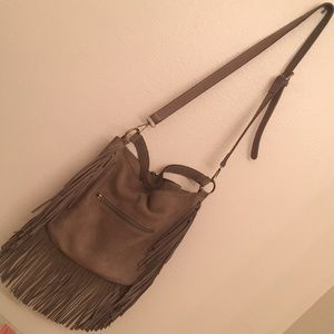Grey fringe purse